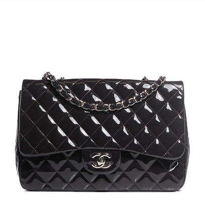 Chanel Patent Quilted Jumbo Single Flap Dark Purple 1 of 8