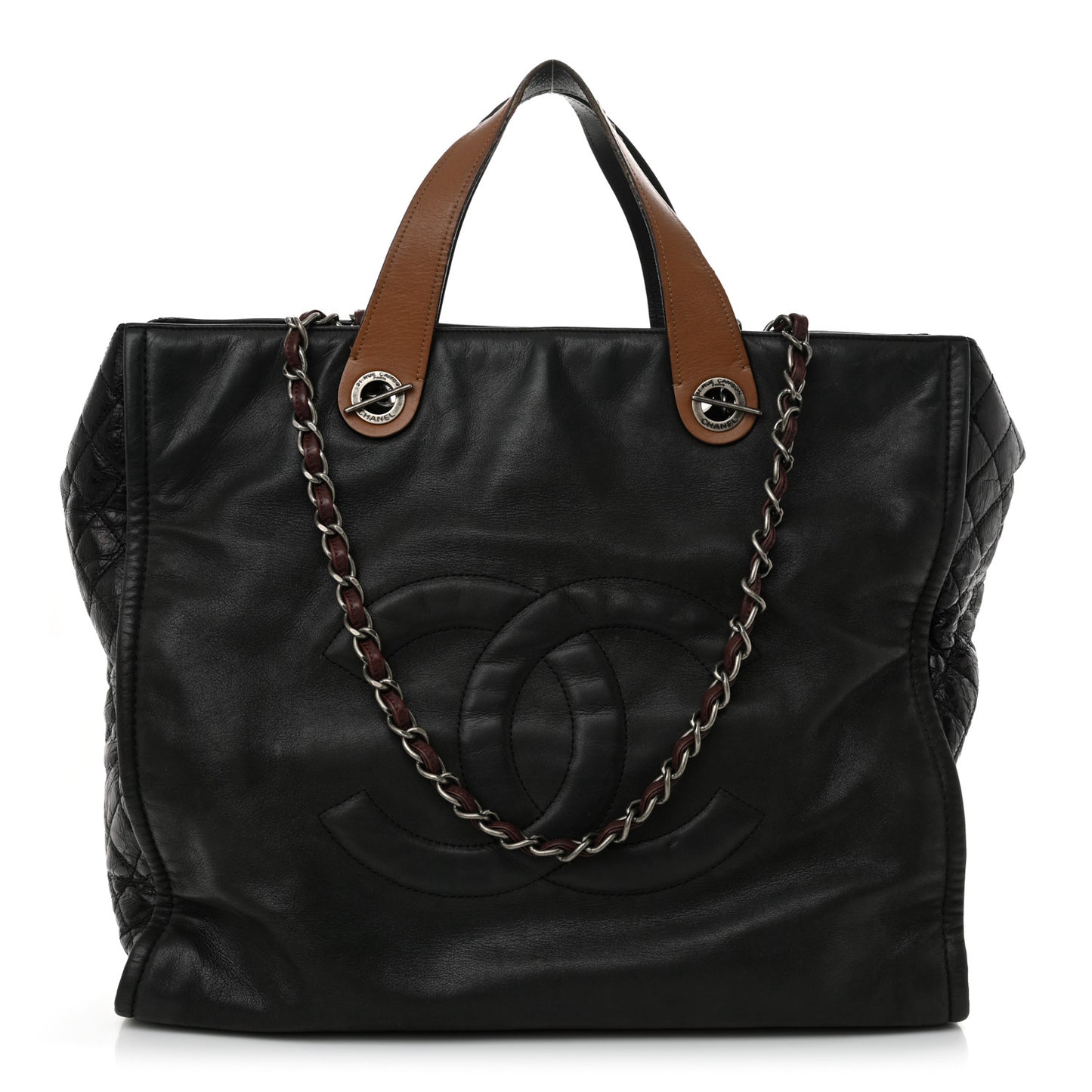 Iridescent Calfskin In the Mix Tote Black