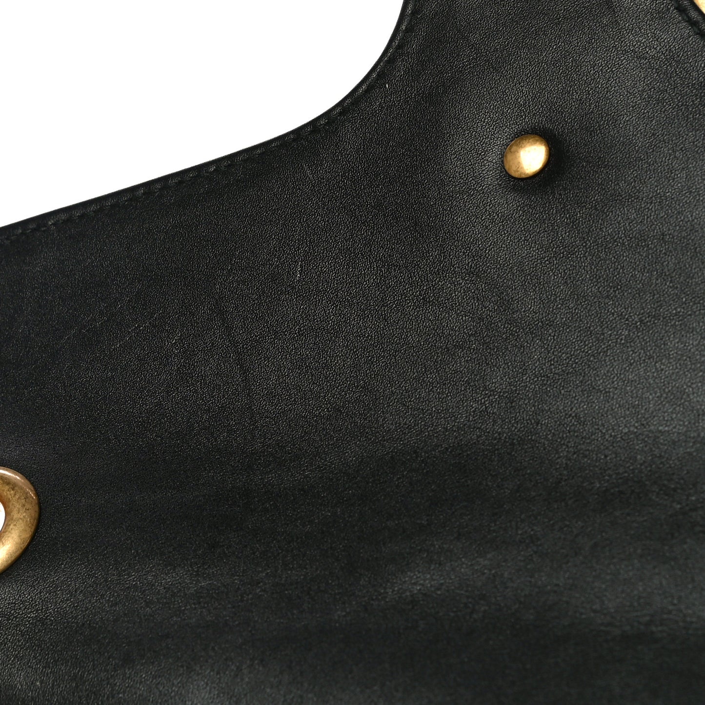 Calfskin Matelasse Studded Small Pearly GG Marmont Shoulder Bag Black