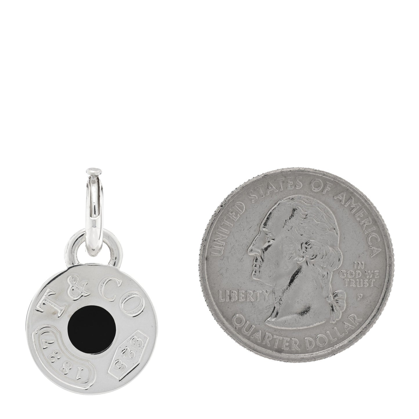 Sterling Silver Enamel 1837 Round Charm Black