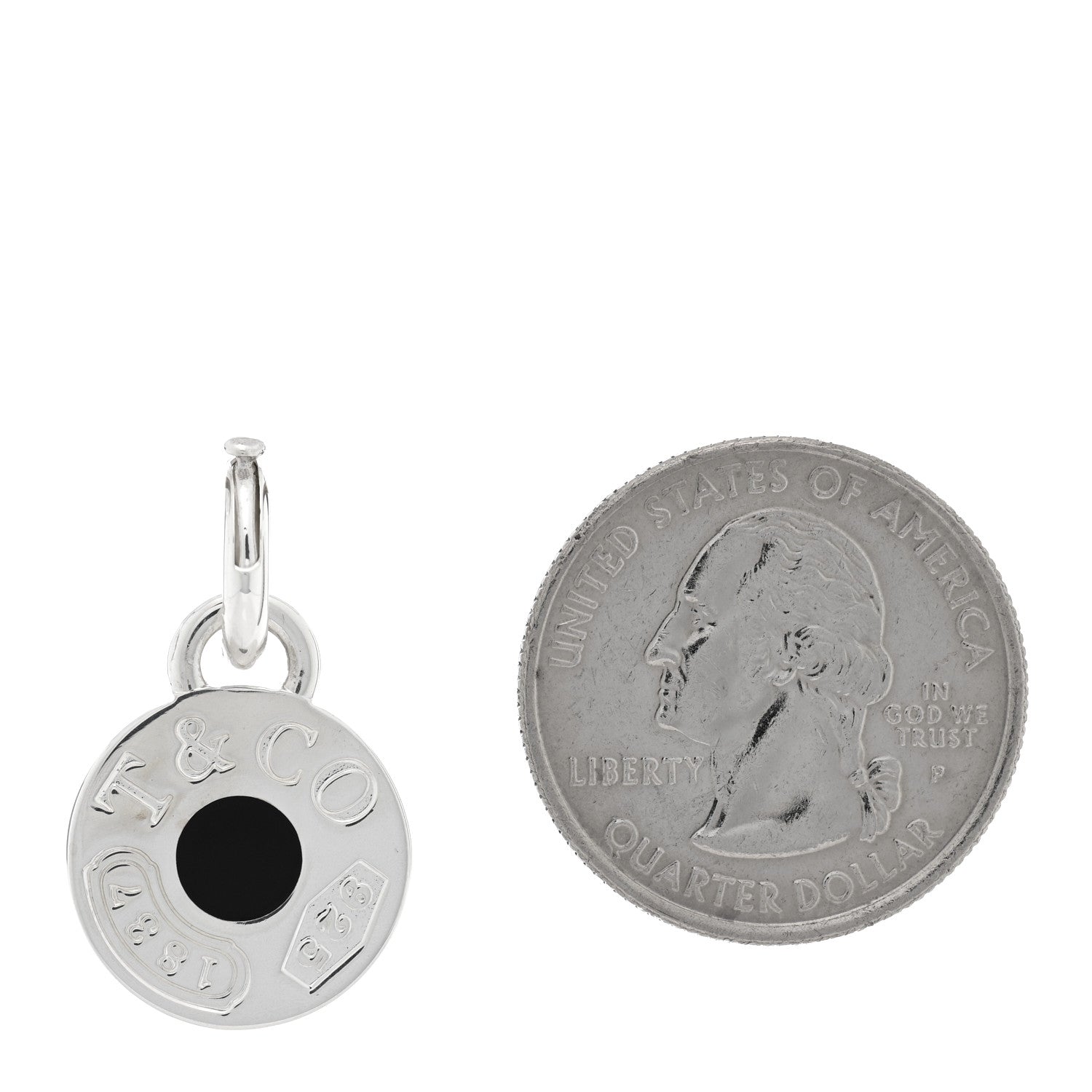 Tiffany Sterling Silver Enamel 1837 Round Charm Black 2 of 3