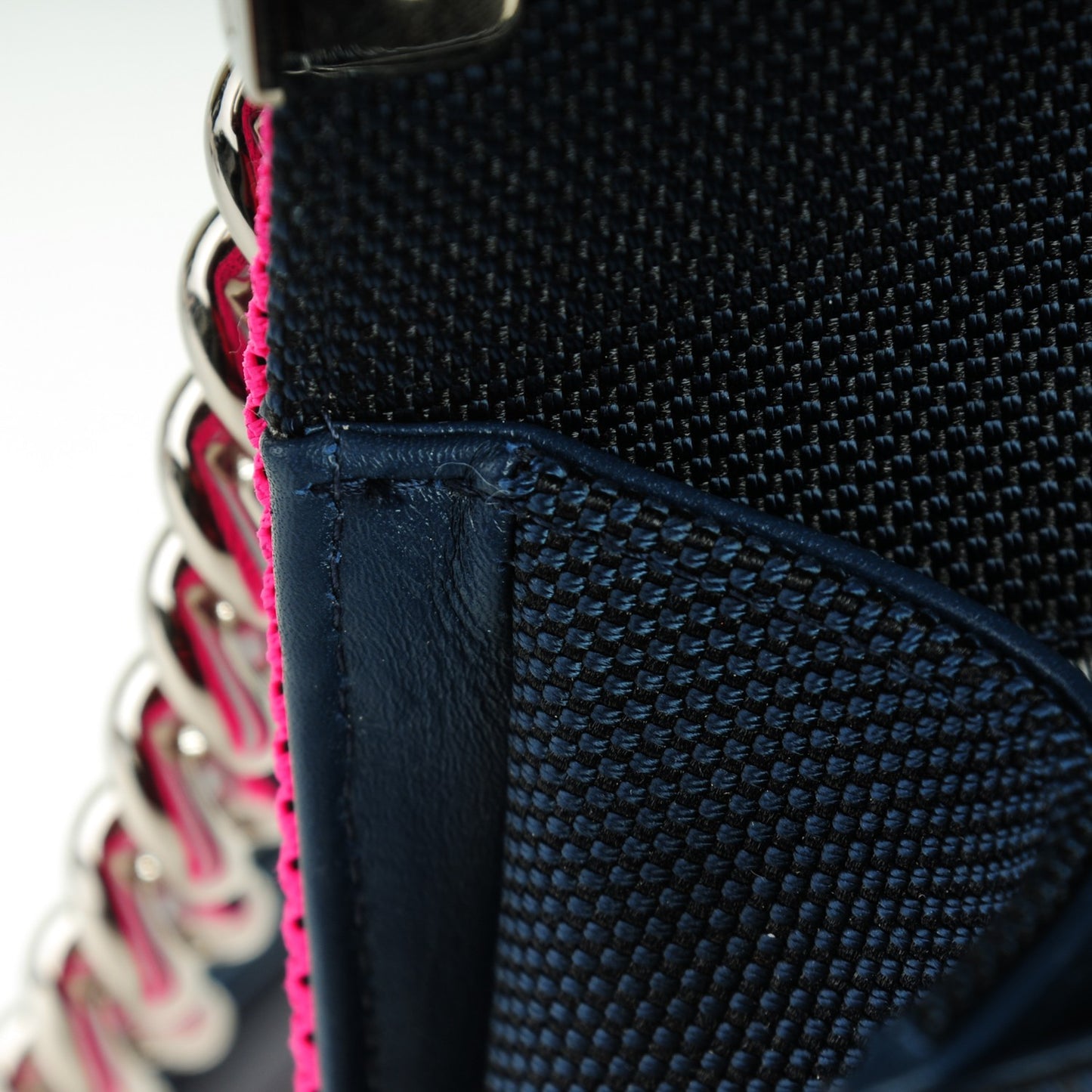 Canvas Quilted Medium Fluo Boy Flap Dark Navy Fuchsia Grey