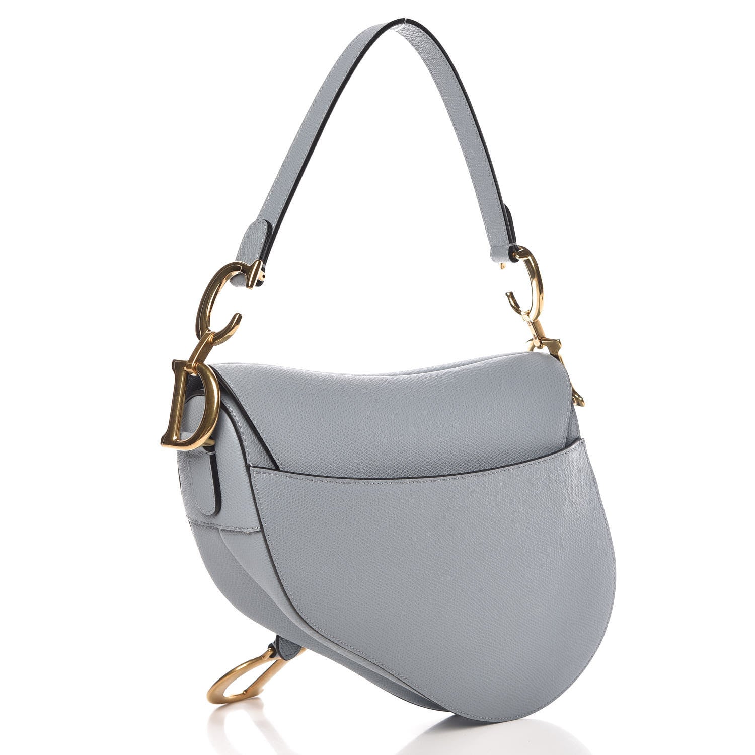 Christian Dior Grained Calfskin Saddle Bag Sky Blue 3 of 10