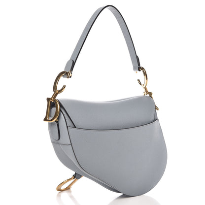 Christian Dior Grained Calfskin Saddle Bag Sky Blue 3 of 10