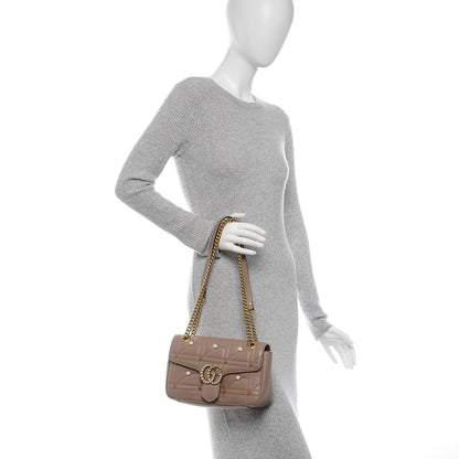 Gucci Calfskin Matelasse Studded Mini Pearly GG Marmont Shoulder Bag Porcelain Rose 2 of 7
