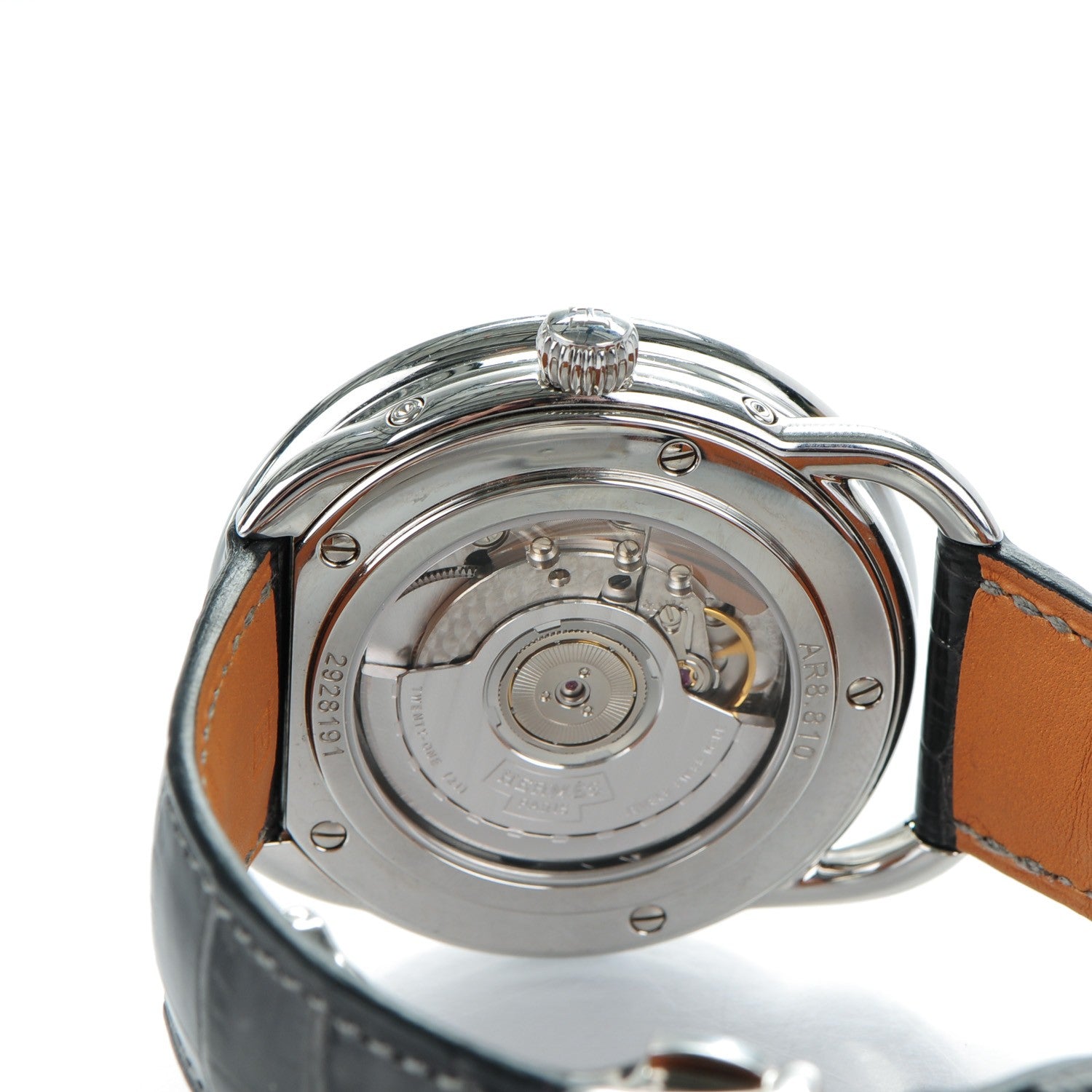 Hermes Stainless Steel Alligator 43mm Arceau Grande Lune Automatic Watch Graphite 6 of 11
