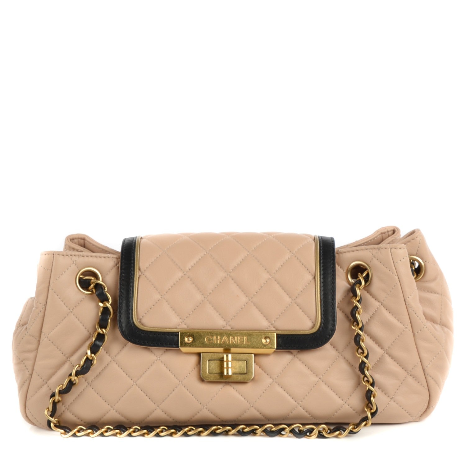 Chanel Lambskin Quilted East West Accordion Flap Beige 1 of 8