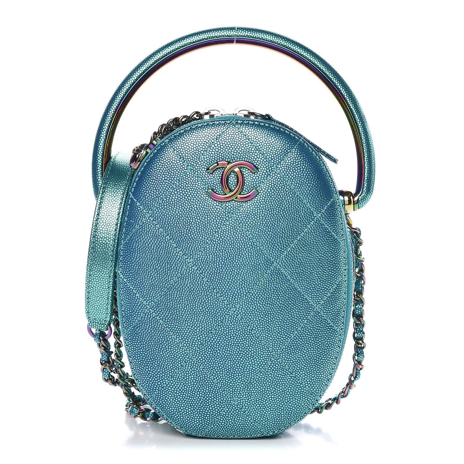 Chanel Metallic Caviar Quilted Camera Case Blue 1 of 10
