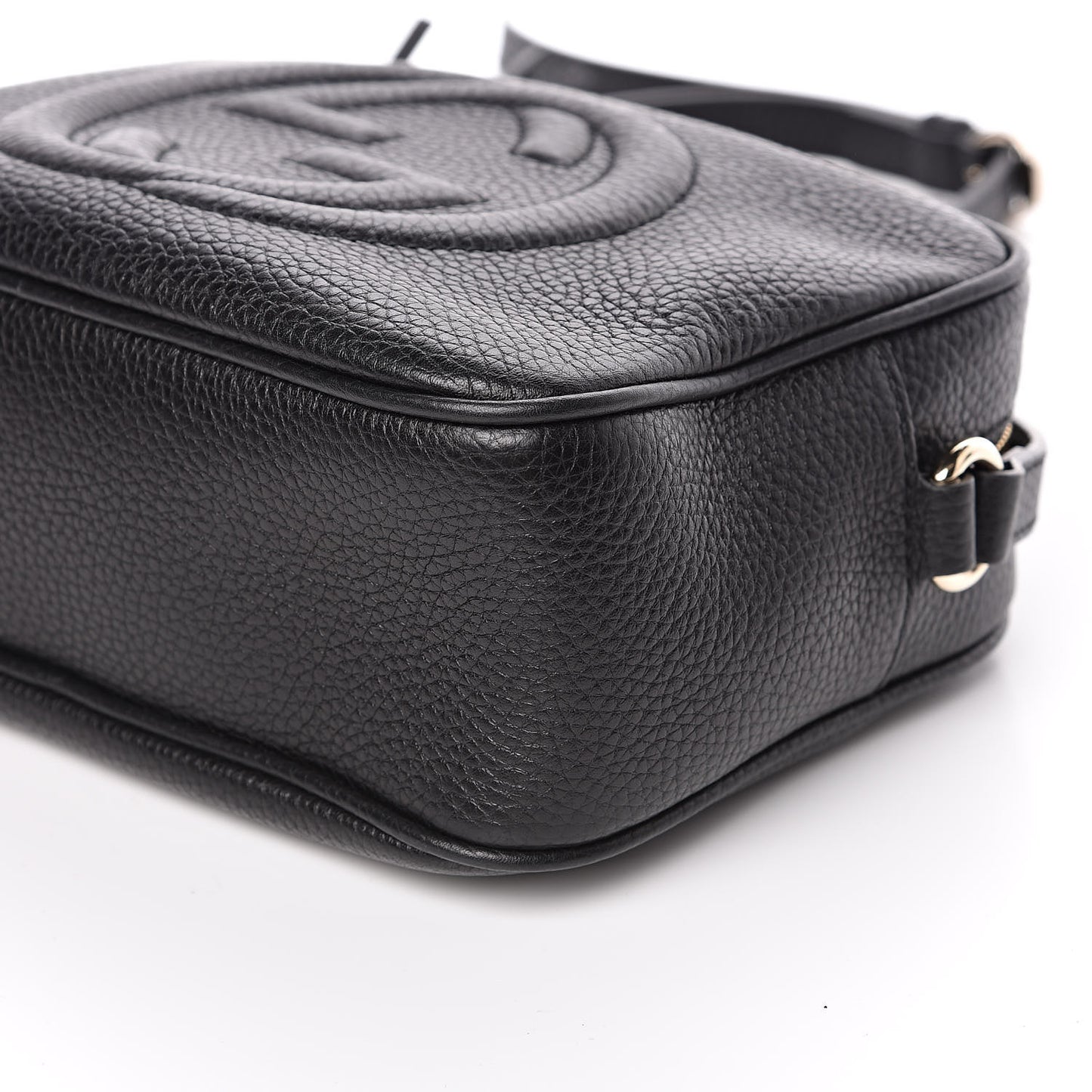 Pebbled Calfskin Small Soho Disco Bag Black