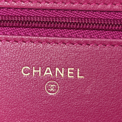 Chanel Tweed Quilted Wallet On Chain WOC Fuchsia Purple 6 of 11