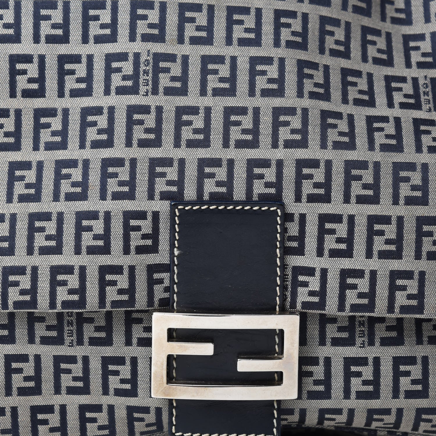 Fendi Zucchino Mama Baguette Navy 10 of 10