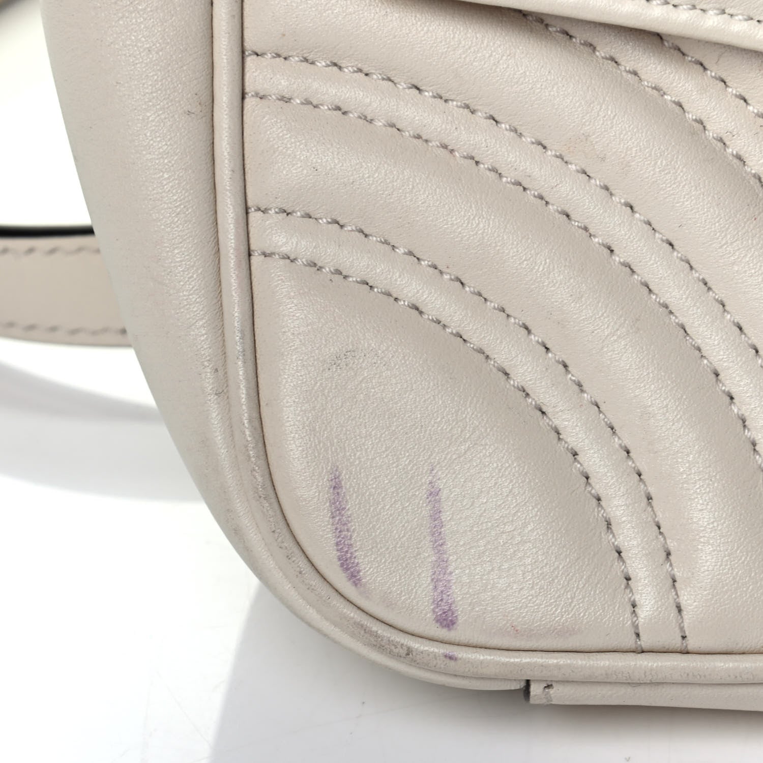 Gucci Calfskin Matelasse Small GG Marmont Shoulder Bag White 8 of 9