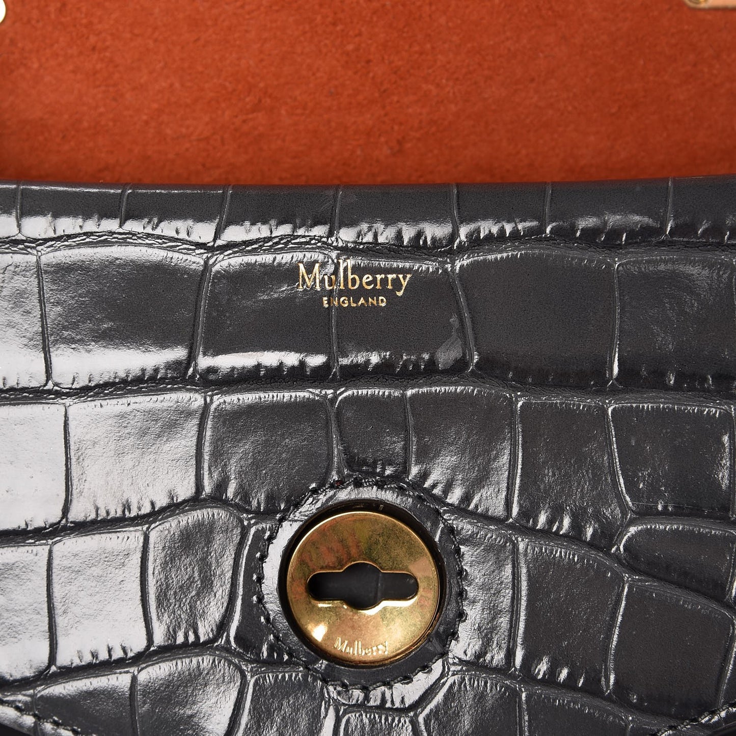 Calfskin Crocodile Embossed Small Harlow Satchel