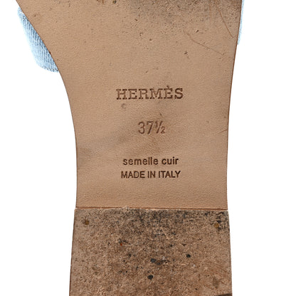 Hermes Denim Canvas Oran Sandals 37.5 Bleu Clair 8 of 9