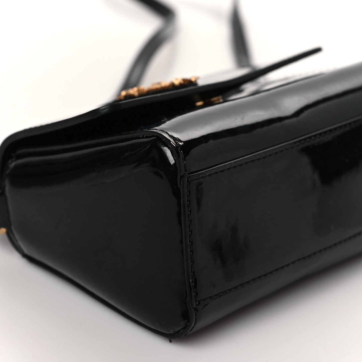 Vernice Barocco Virtus Top Handle Bag Black