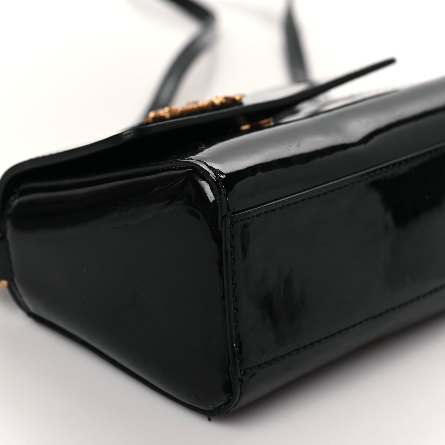 Versace Vernice Barocco Virtus Top Handle Bag Black 6 of 7