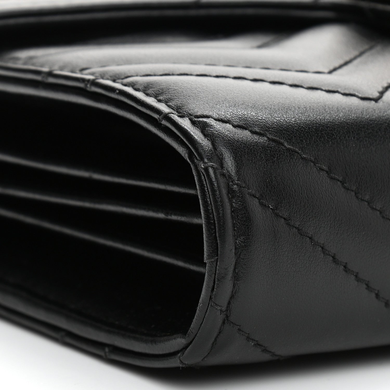 Gucci Calfskin Matelasse GG Marmont Chain Wallet Black 9 of 10