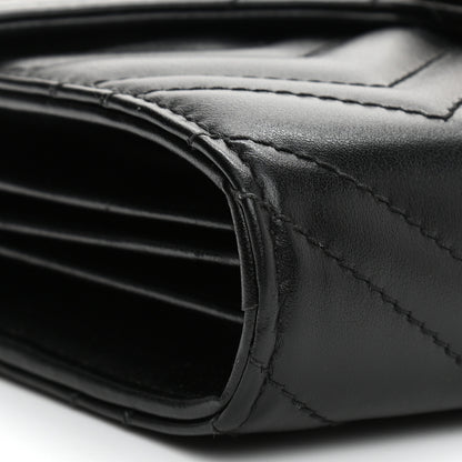 Gucci Calfskin Matelasse GG Marmont Chain Wallet Black 9 of 10