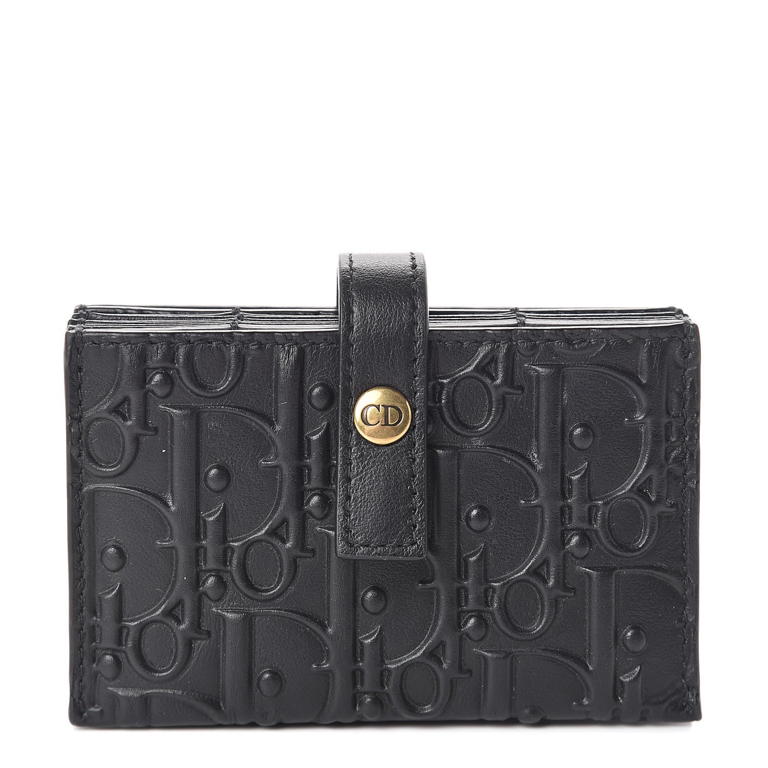 Christian Dior Calfskin Embossed Oblique Lady Dior Gusseted Card Holder Black 1 of 6