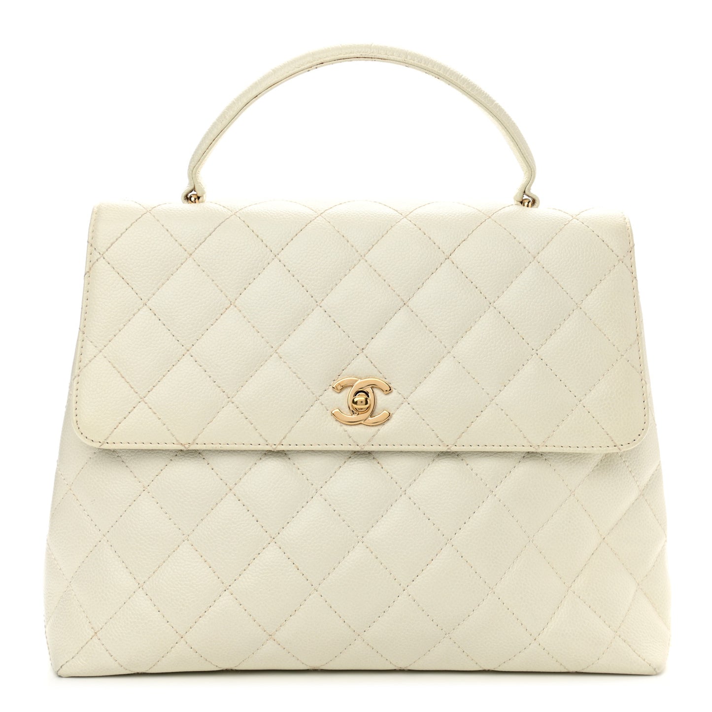 Caviar Quilted Jumbo Kelly Flap White