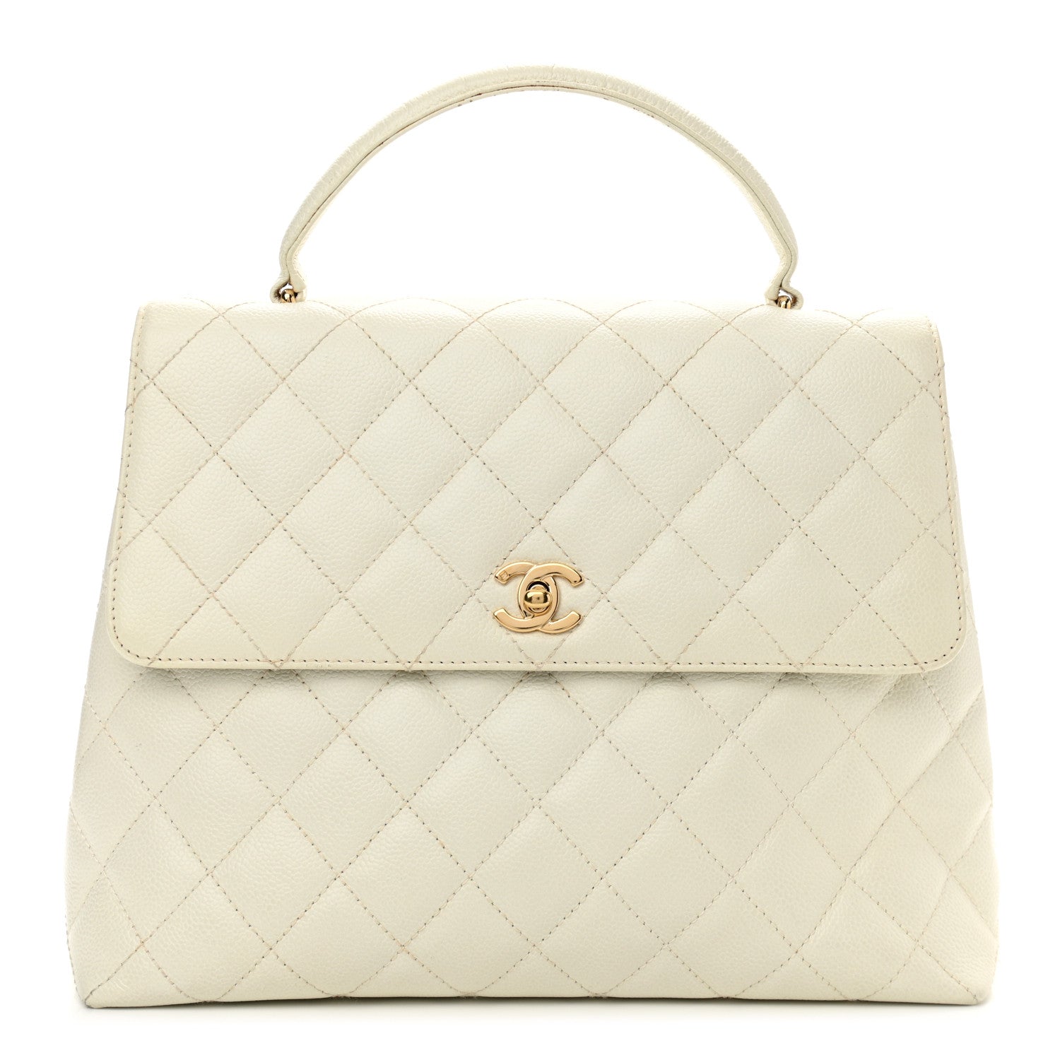 Chanel Caviar Quilted Jumbo Kelly Flap White 1 of 12