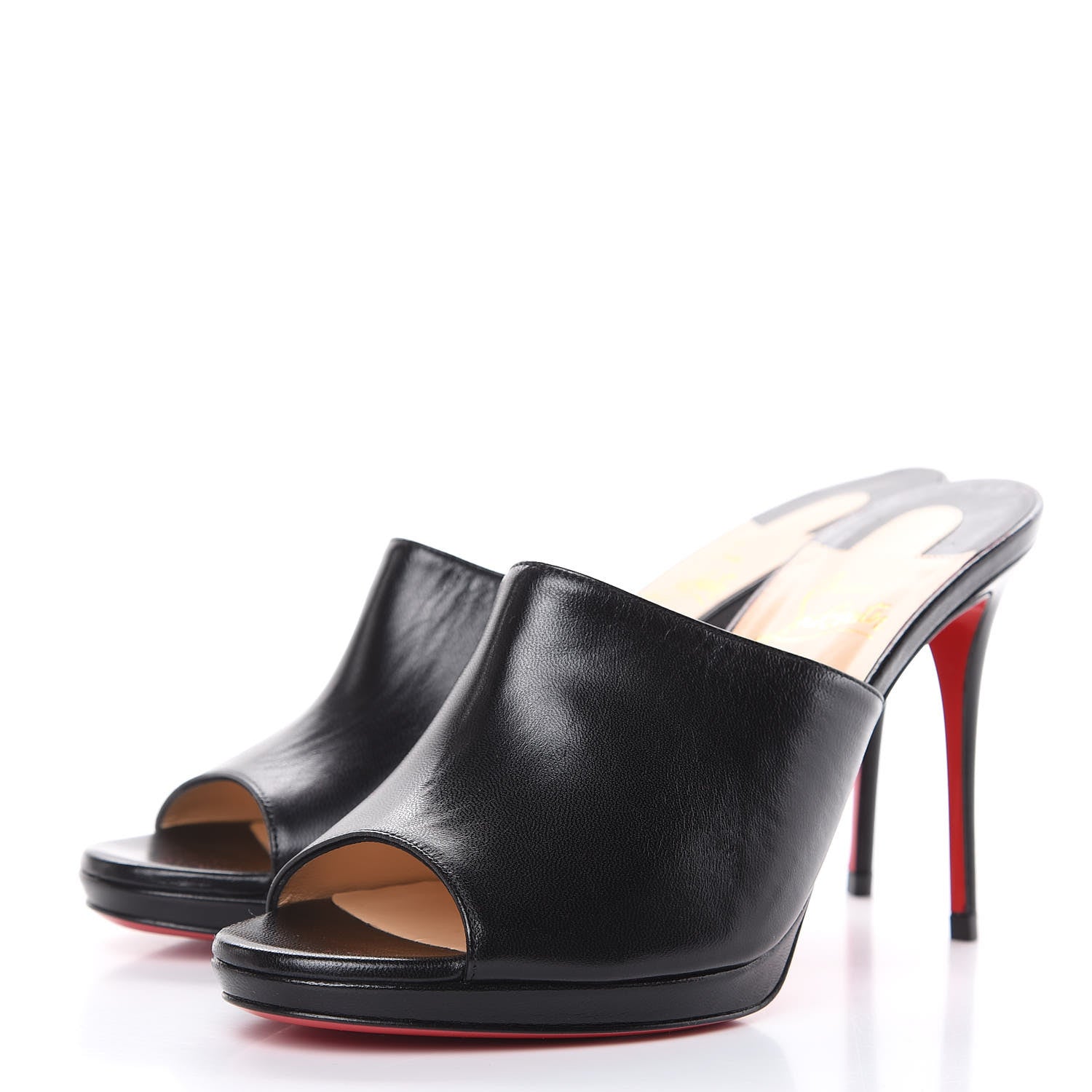 Christian Louboutin Shiny Nappa Pigamule 100 Slide Sandals 38 Black 3 of 9