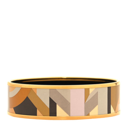 Hermes Enamel Printed Perspective Cavaliere Wide Bracelet 62 Caramel 1 of 6
