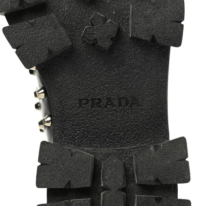Prada Spazzolato Rois Studded Lace Up Monolith 55mm Derby Loafers 37.5 Black 6 of 8