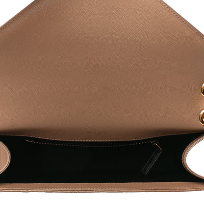 Saint Laurent Grain De Poudre Mixed Matelasse Large Triquilt Monogram Satchel Dark Beige 5 of 10