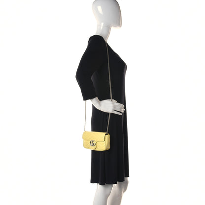 Gucci Calfskin Matelasse Super Mini GG Marmont Shoulder Bag Banana 2 of 11