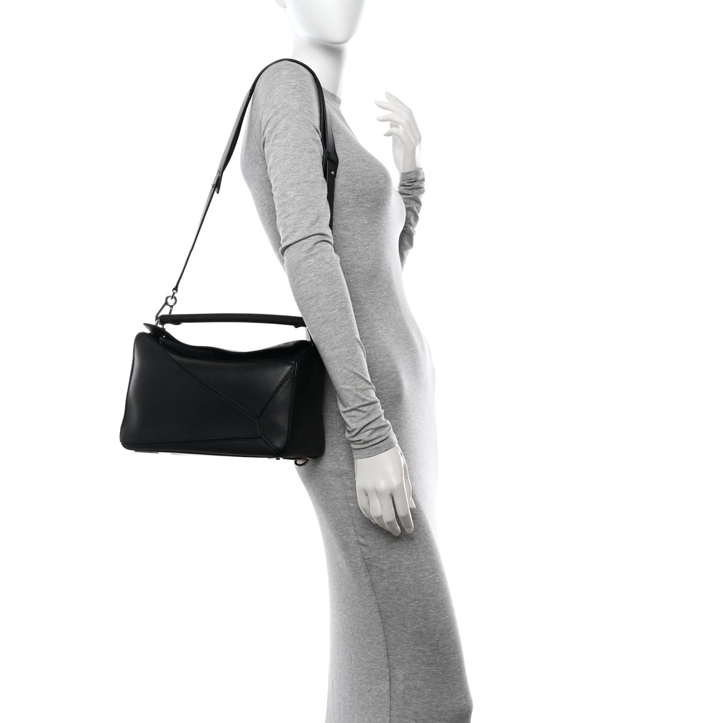 Calfskin Medium Puzzle Bag Black
