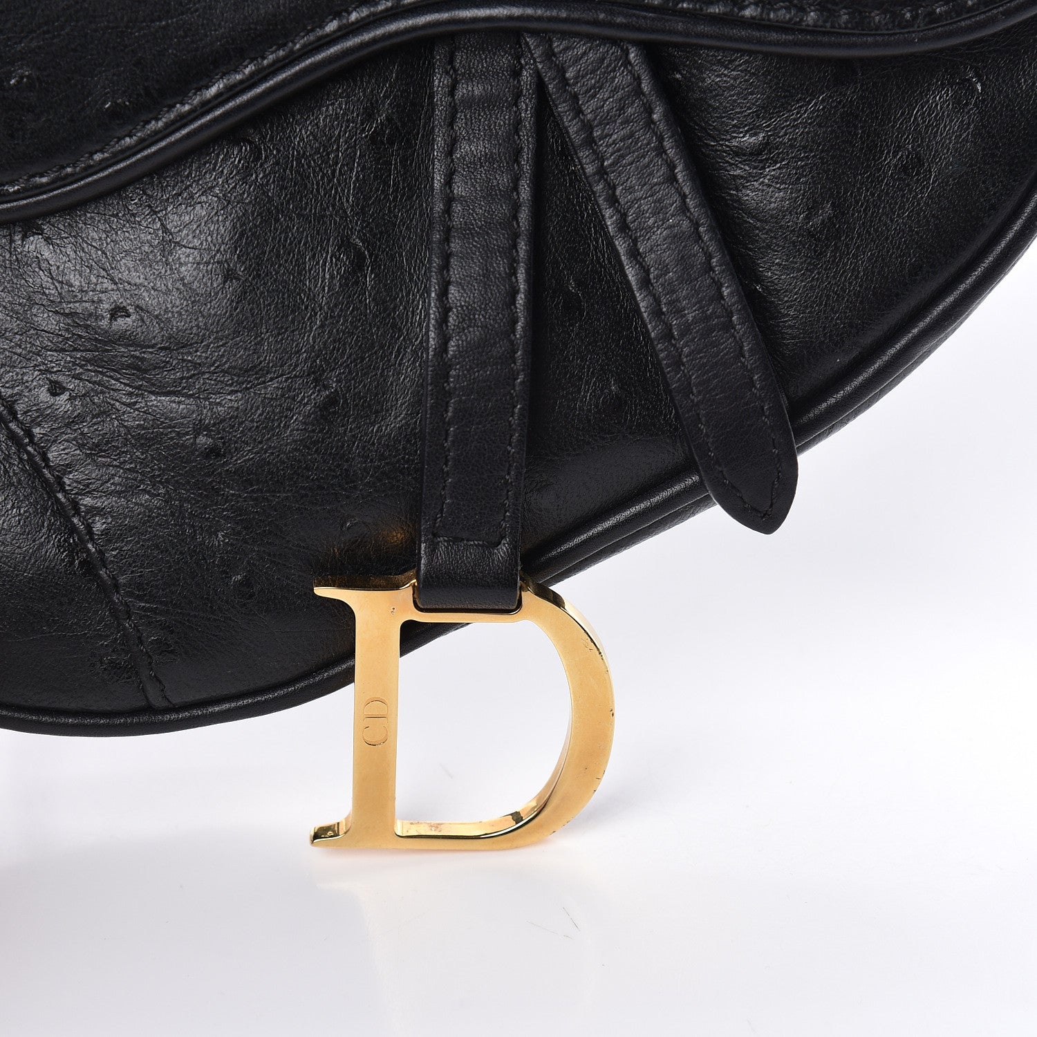 Christian Dior Ostrich Saddle Belt Bag Black 13 of 13