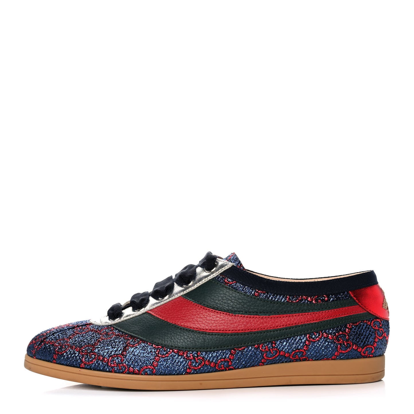 Lurex Calfskin Web GG Monogram Womens Falacer Sneakers 37 Iridescent Blue Iridescent Red Silver