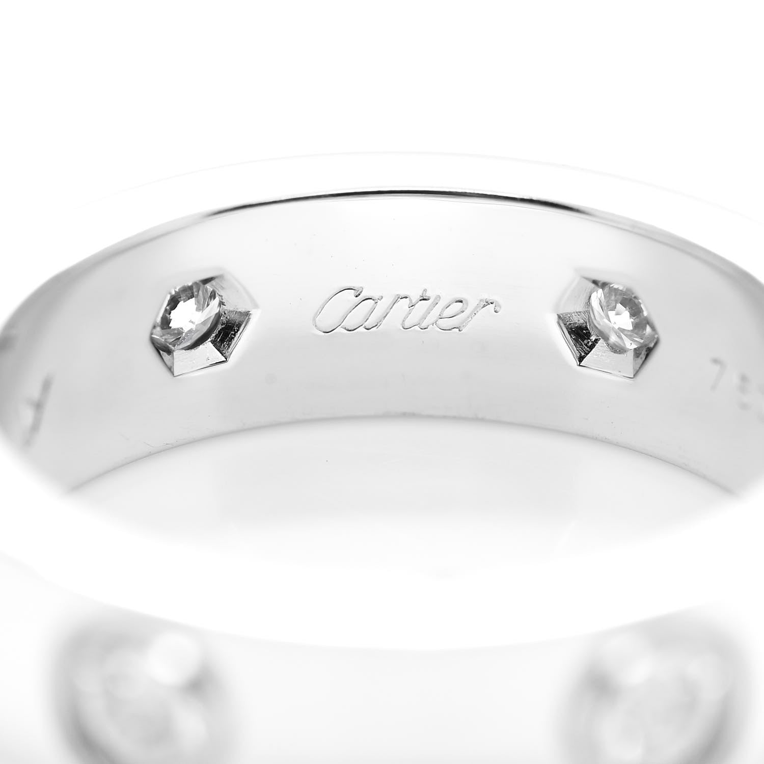 Cartier 18K White Gold 6 Diamond 5.5mm LOVE Ring 53 6.5 4 of 7