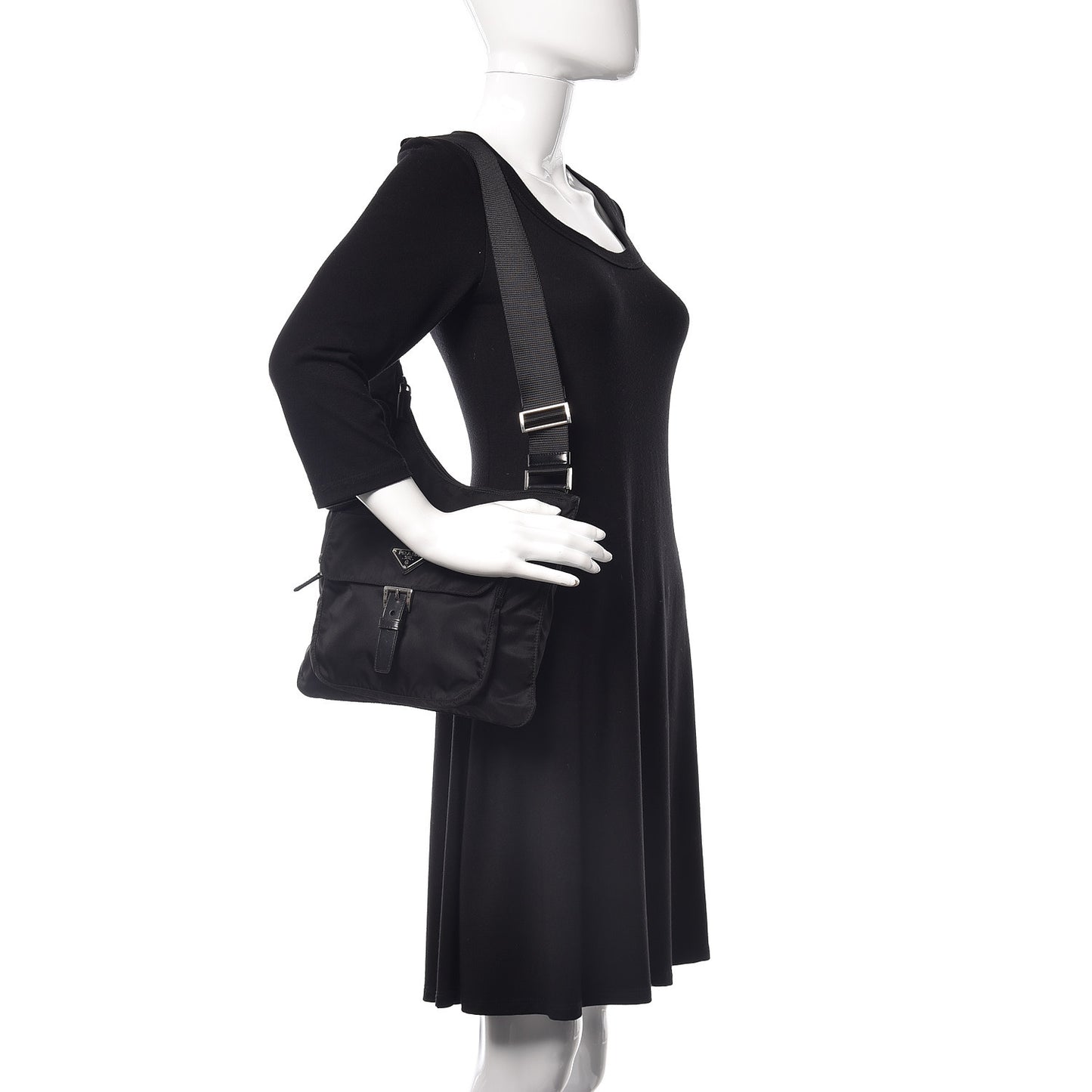 Nylon Vela Sling Messenger Bag Black