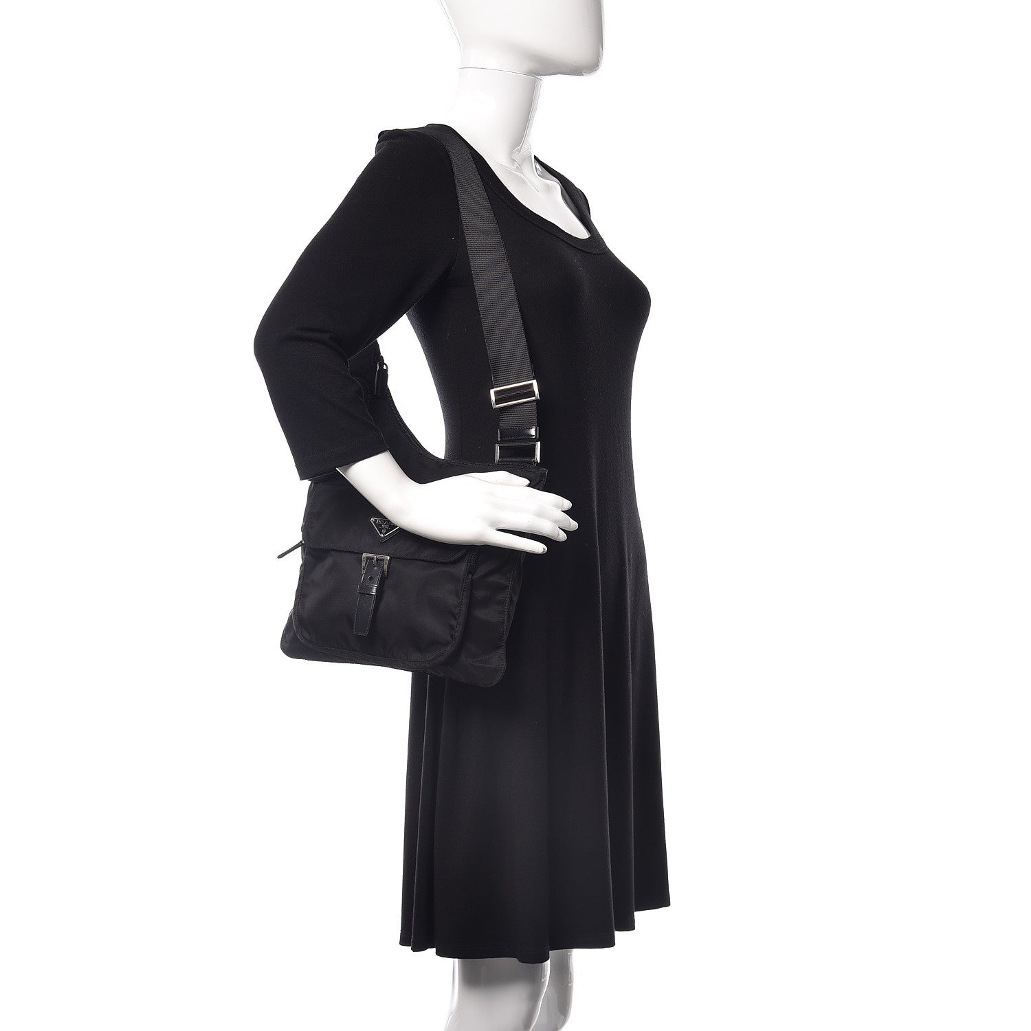 Prada Nylon Vela Sling Messenger Bag Black 2 of 9