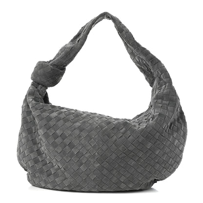 Bottega Veneta Suede Intrecciato Large Jodie Medium Grey 1 of 9