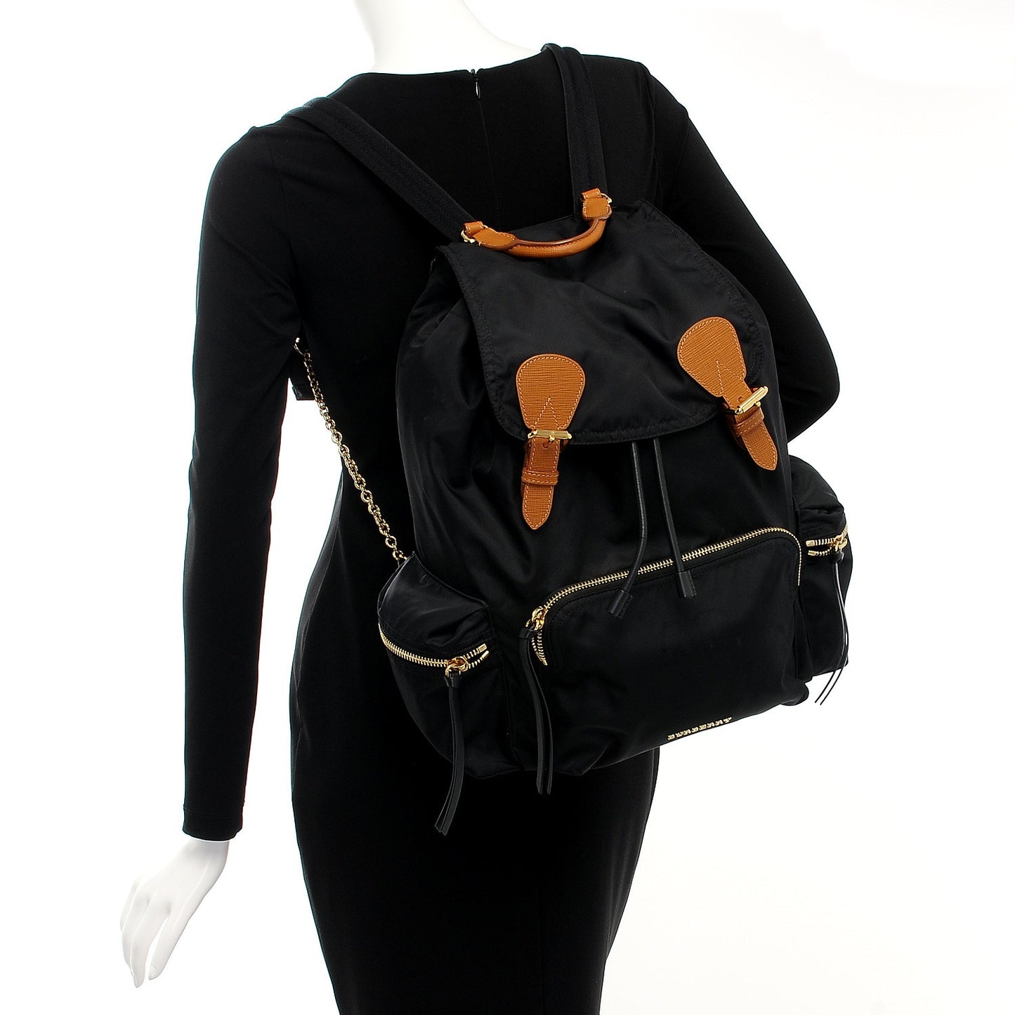 Nylon Large Rucksack Backpack Black