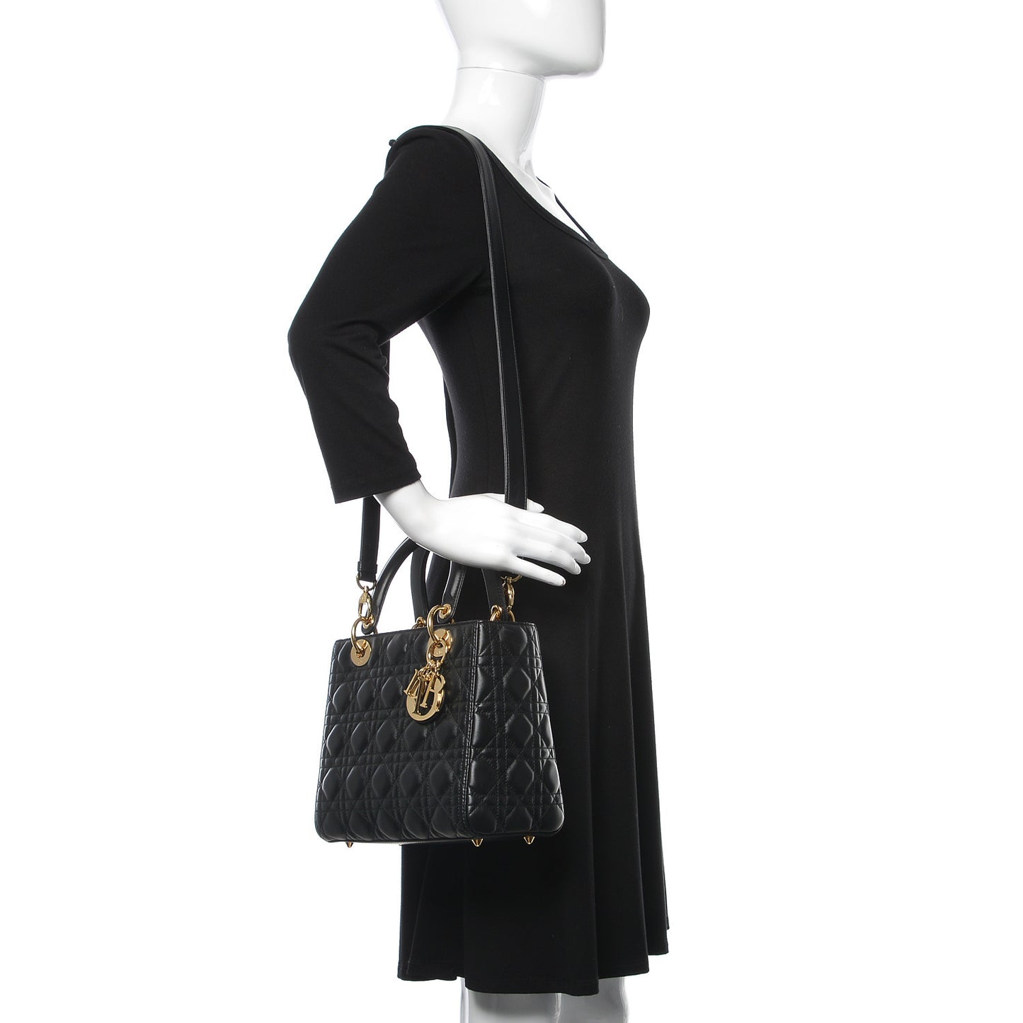 Lambskin Cannage Medium Lady Dior Black