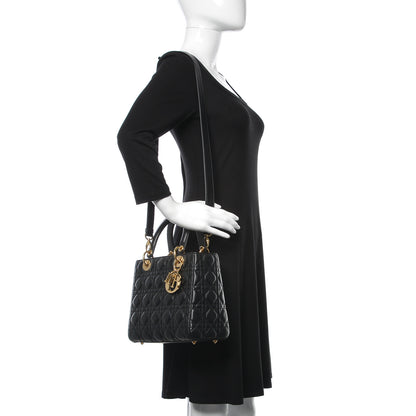 Christian Dior Lambskin Cannage Medium Lady Dior Black 2 of 9