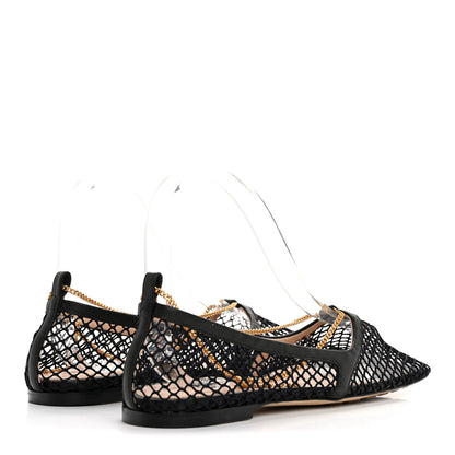 Bottega Veneta Mesh Nappa Chunky Chain Stretch Ballerina Flats 37 Black 5 of 9