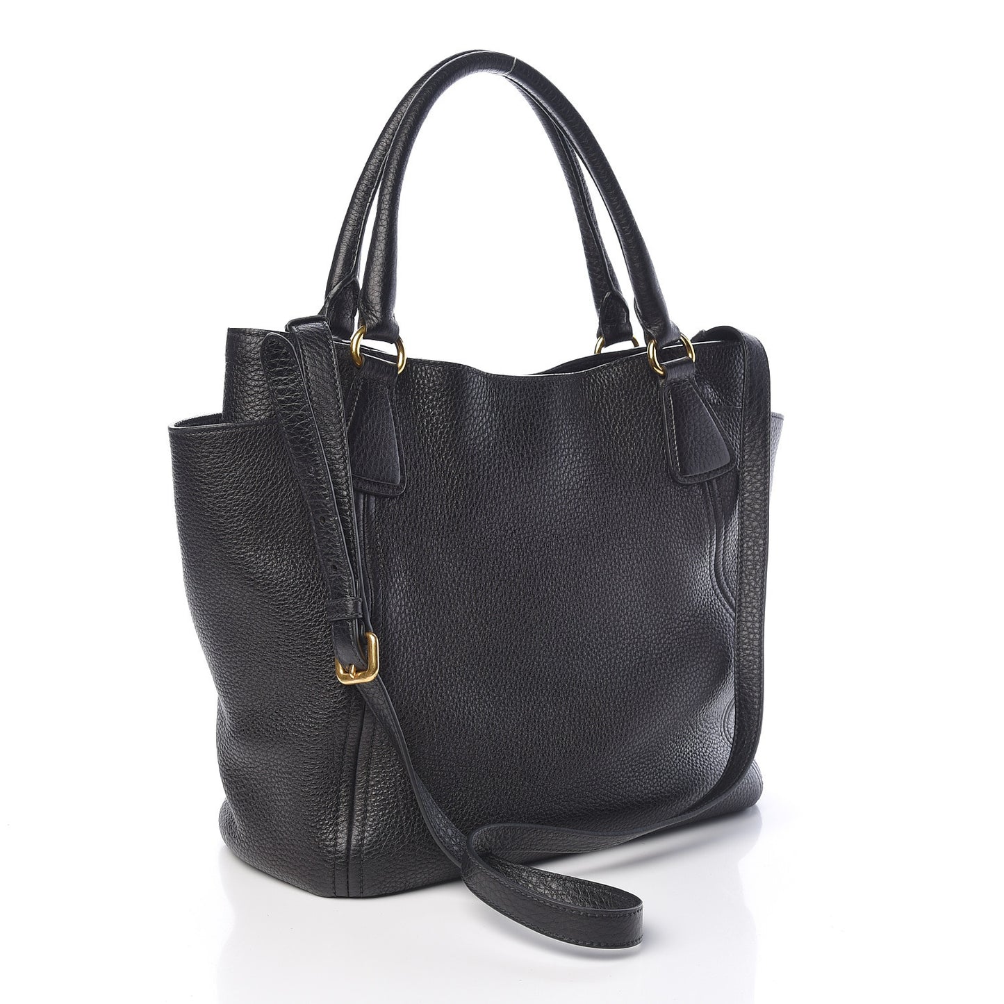 Vitello Daino Side Pocket Tote Black