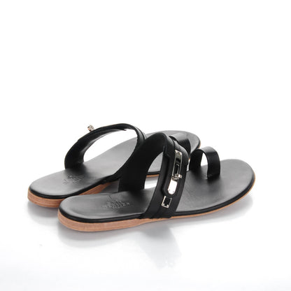 Hermes Lambskin Quasar Sandals 38 Black 4 of 7