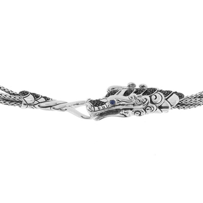 John Hardy Sterling Silver Black Spinel Blue Sapphire Naga Dragon Multi Chain Necklace 4 of 5