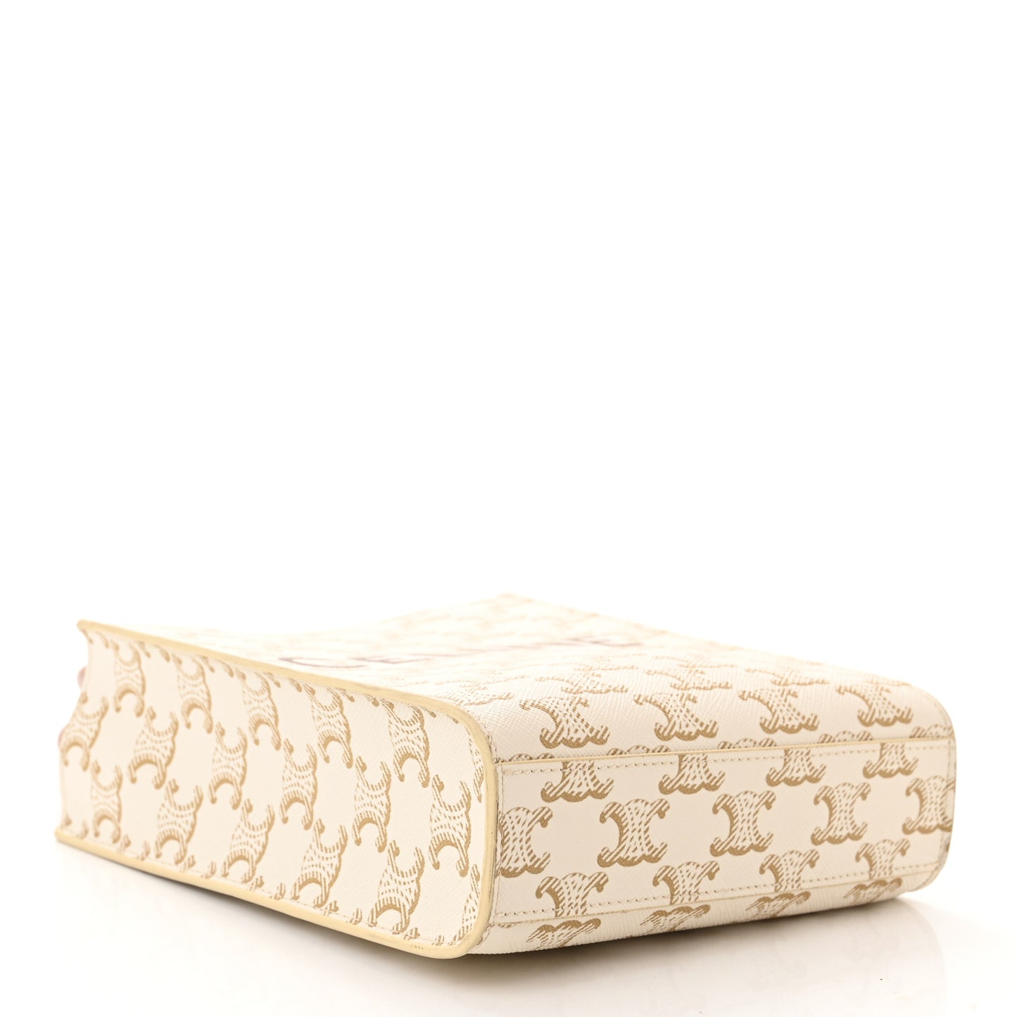 Triomphe Canvas Calfskin Mini Vertical Cabas White