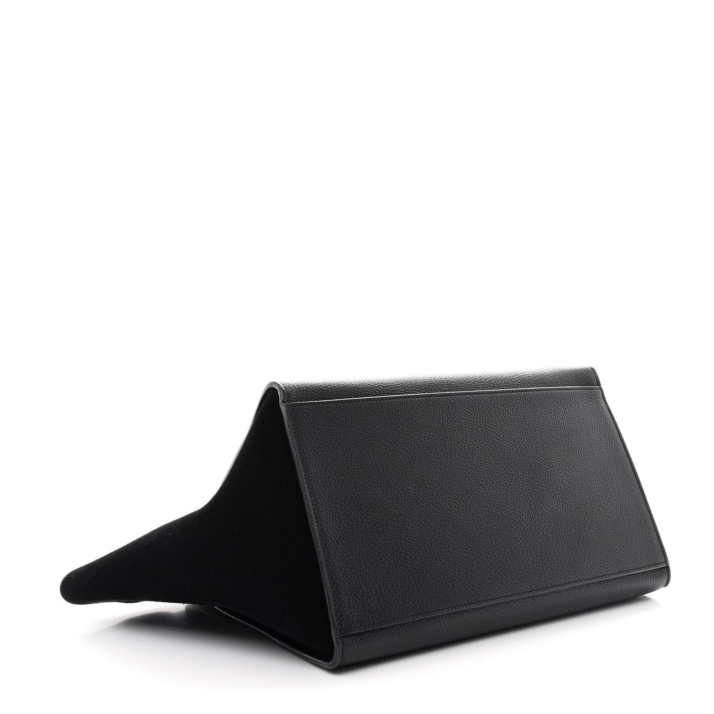 Drummed Calfskin Suede Medium Trapeze Black