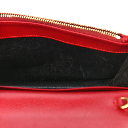 Saint Laurent Grain De Poudre Matelasse Chevron Monogram Envelope Chain Wallet New Red 13 of 16