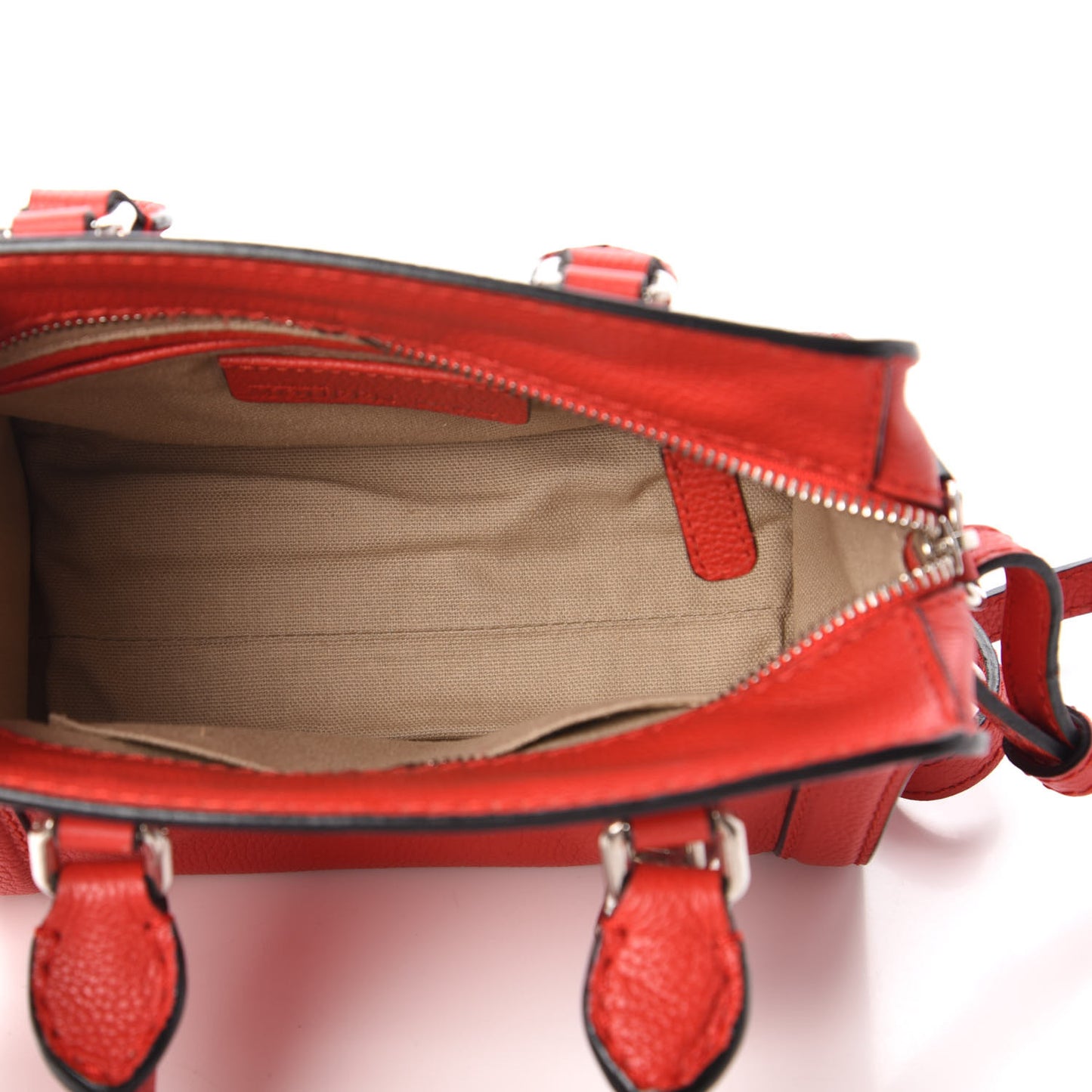 Pebbled Calfskin Mini Padlock Tote Red