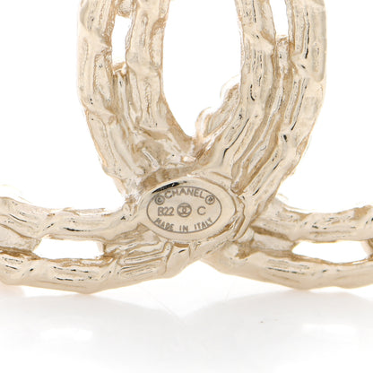 Chanel Metal Crystal Camelia CC Brooch Gold 4 of 5
