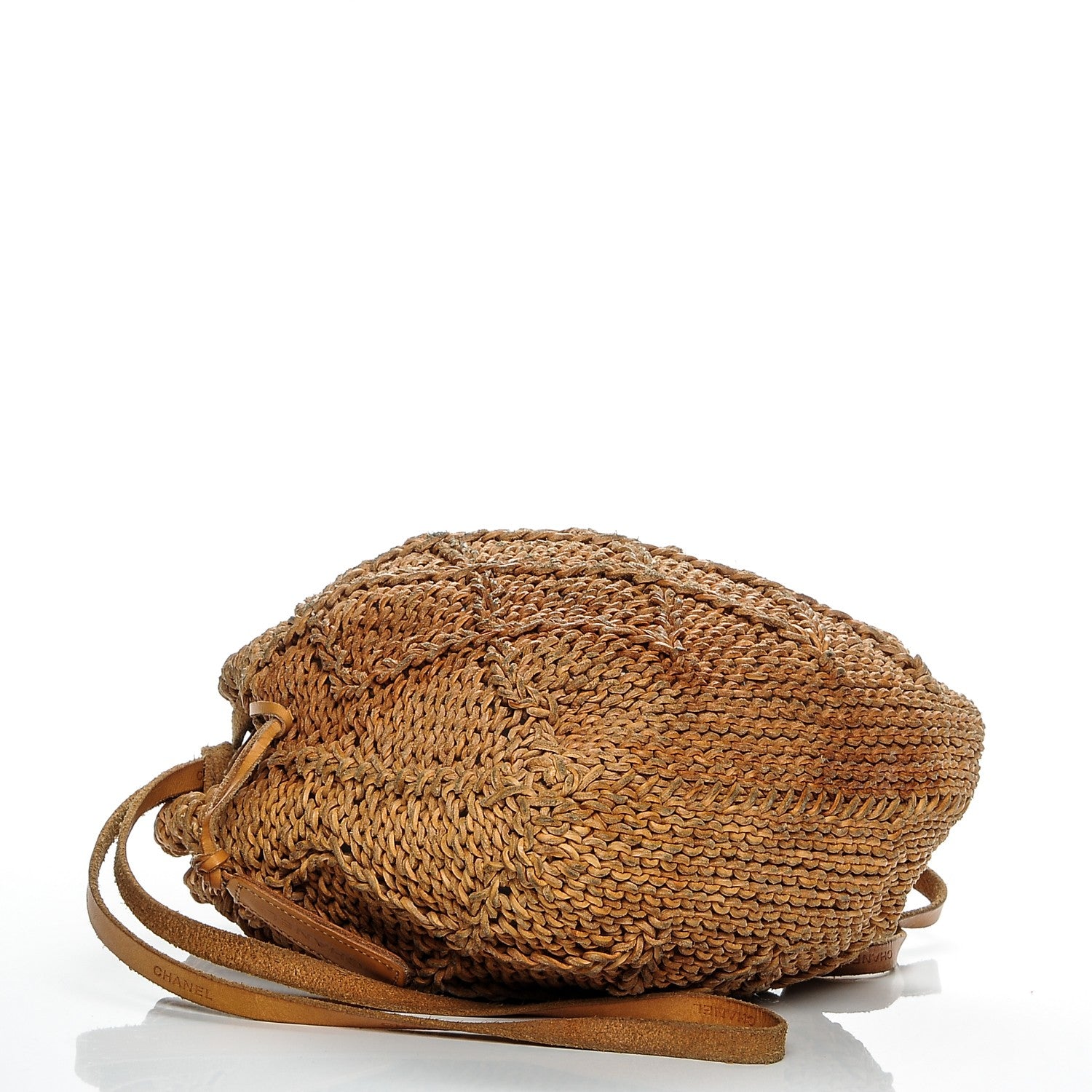 Chanel Calfskin Woven Drawstring Bag Brown 4 of 9